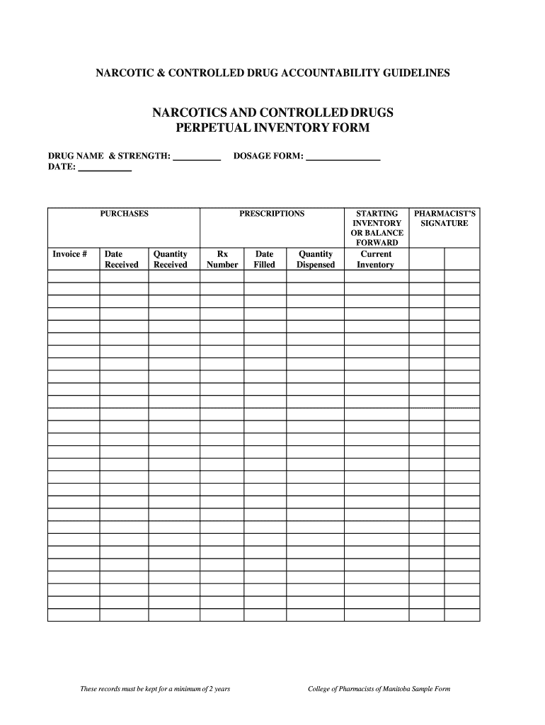 Controlled Substance Perpetual Inventory Log Fill Out Sign Online DocHub