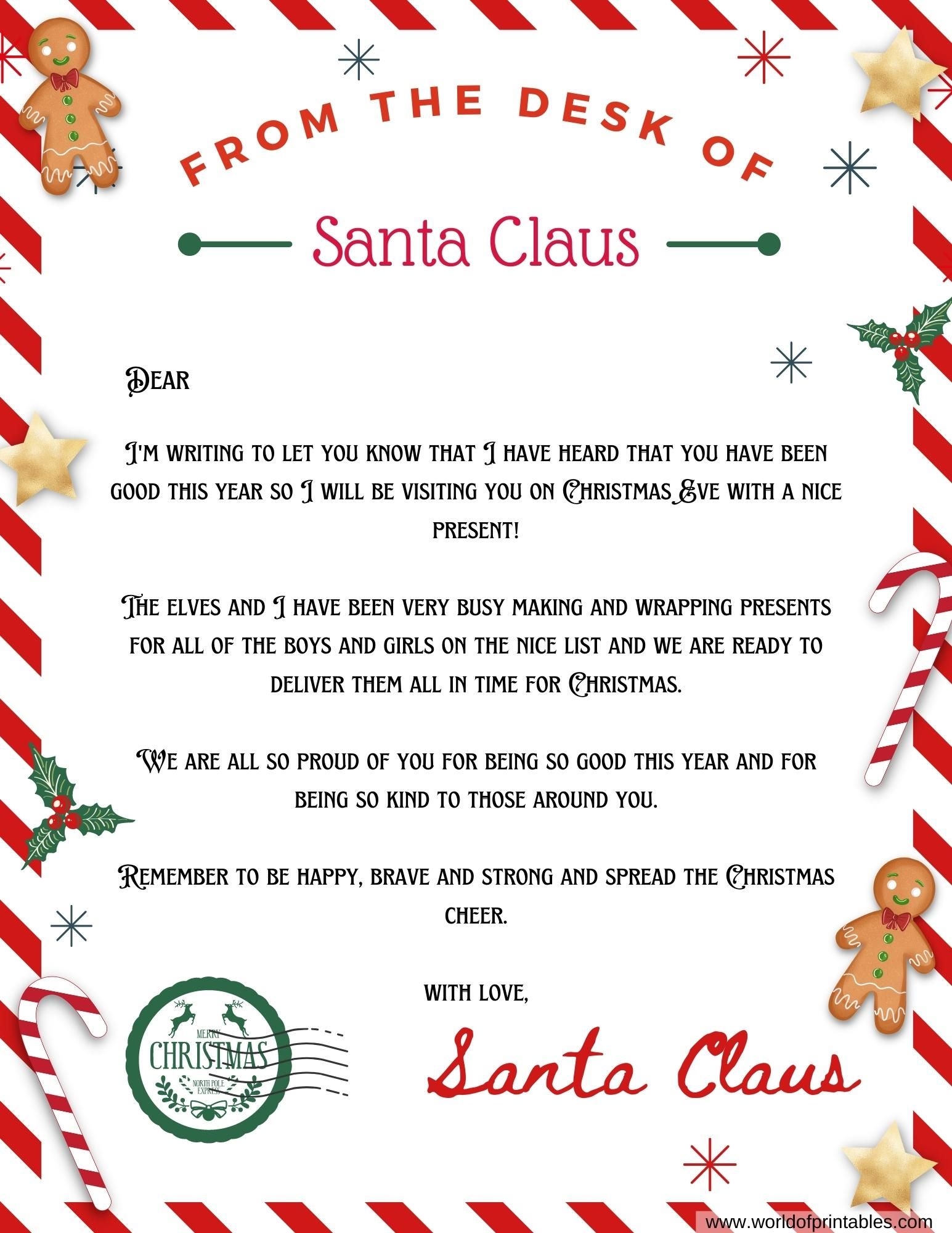 Free Printable Template Letters From Santa