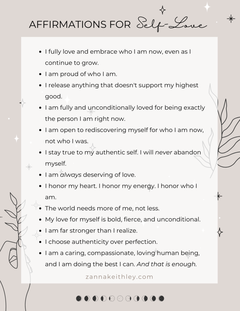 Printable List Of Positive Affirmations
