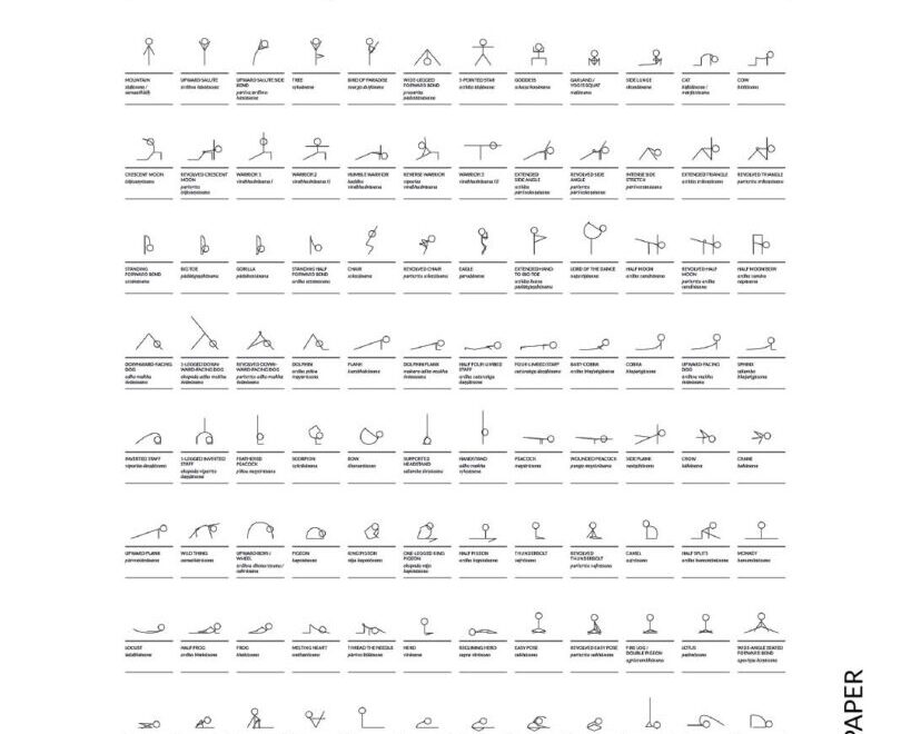 108 Hatha Yoga Poses With Stick Figures Yoga Paper