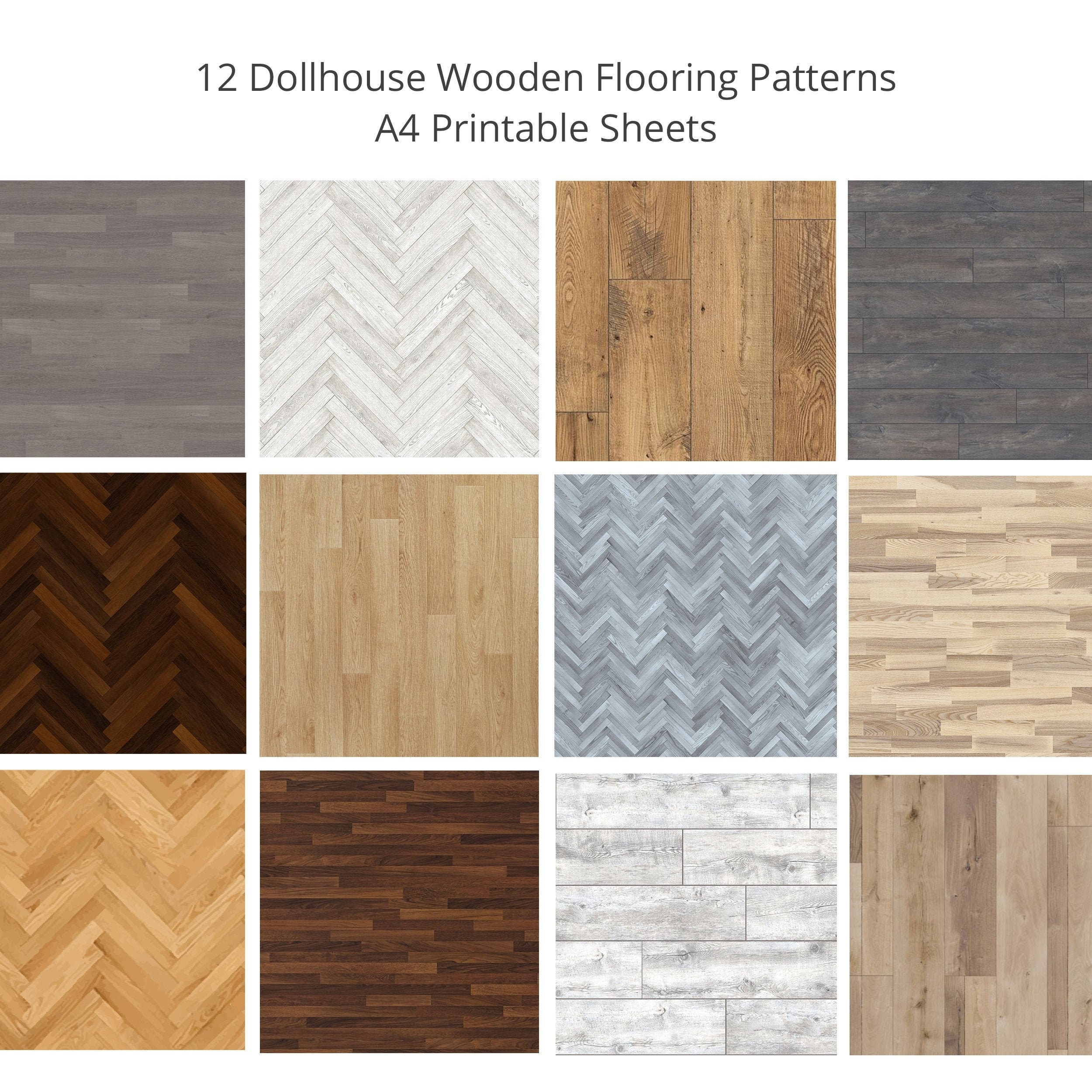 12 Dollhouse Wooden Flooring Patterns 12 A4 Printable Sheets Instant Download PDF Etsy Canada