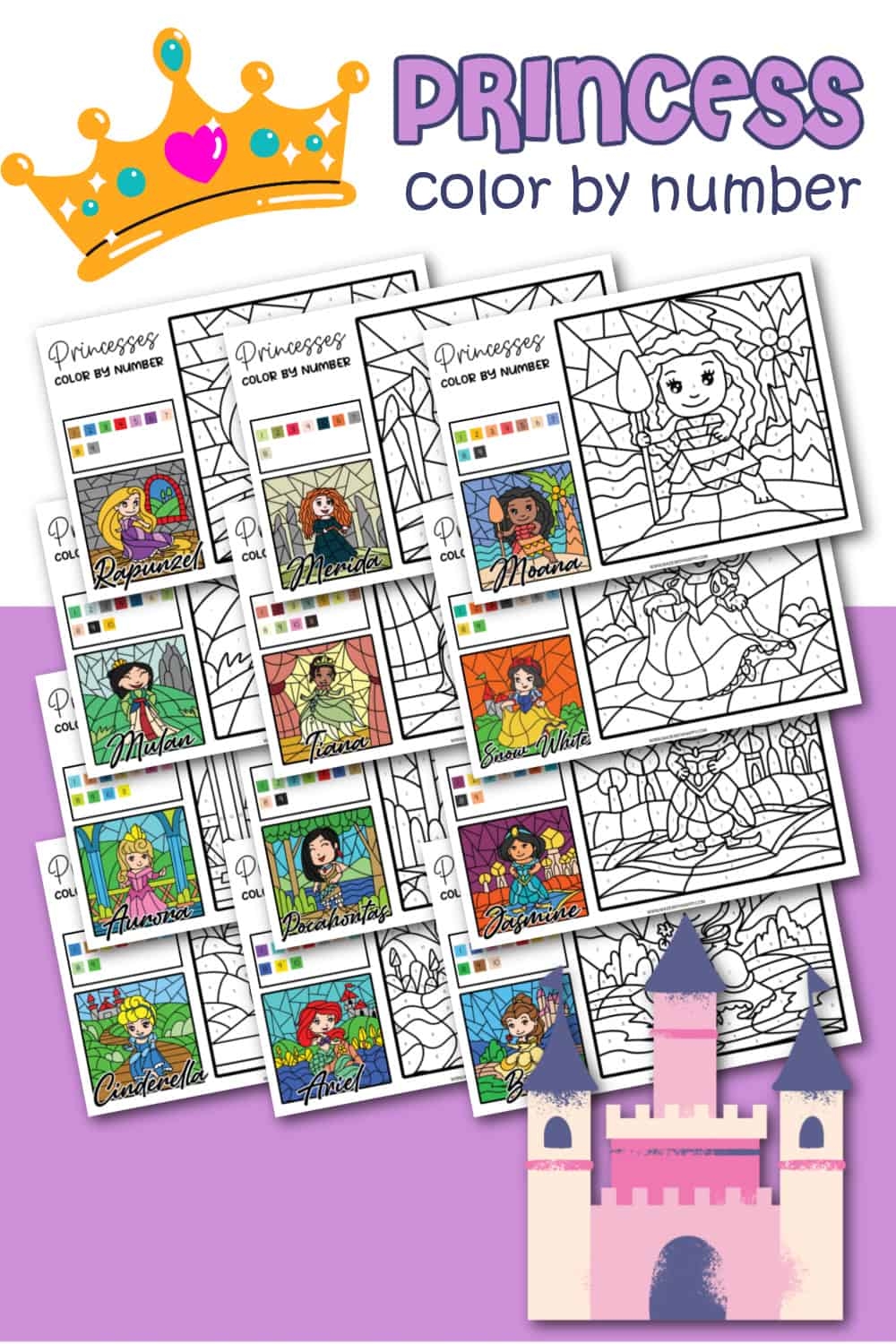 Disney Princess Color By Number Printables