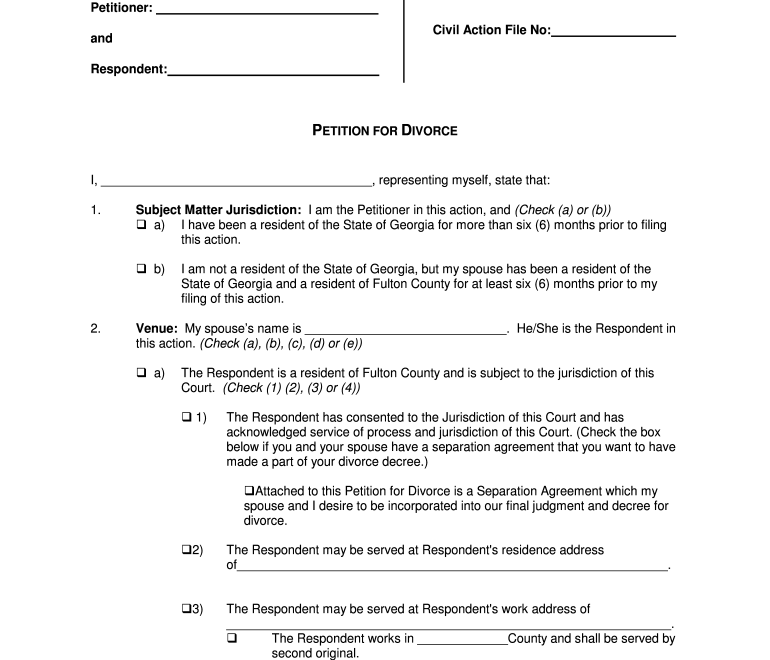 2012 2025 Form GA Petition For Divorce Fill Online Printable Fillable Blank PdfFiller