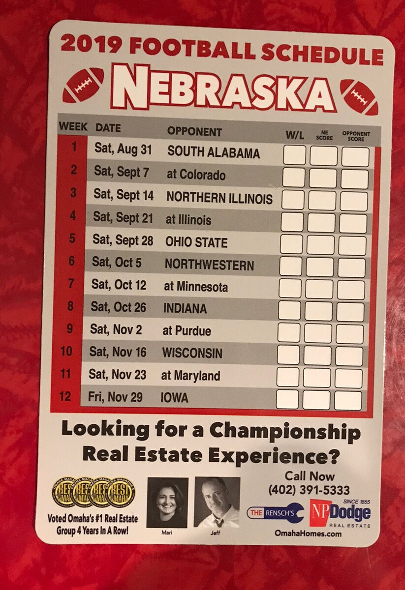 2019 NEBRASKA HUSKERS FOOTBALL SCHEDULE MAGNET Sponsored By NP DODGE Real Estate EBay