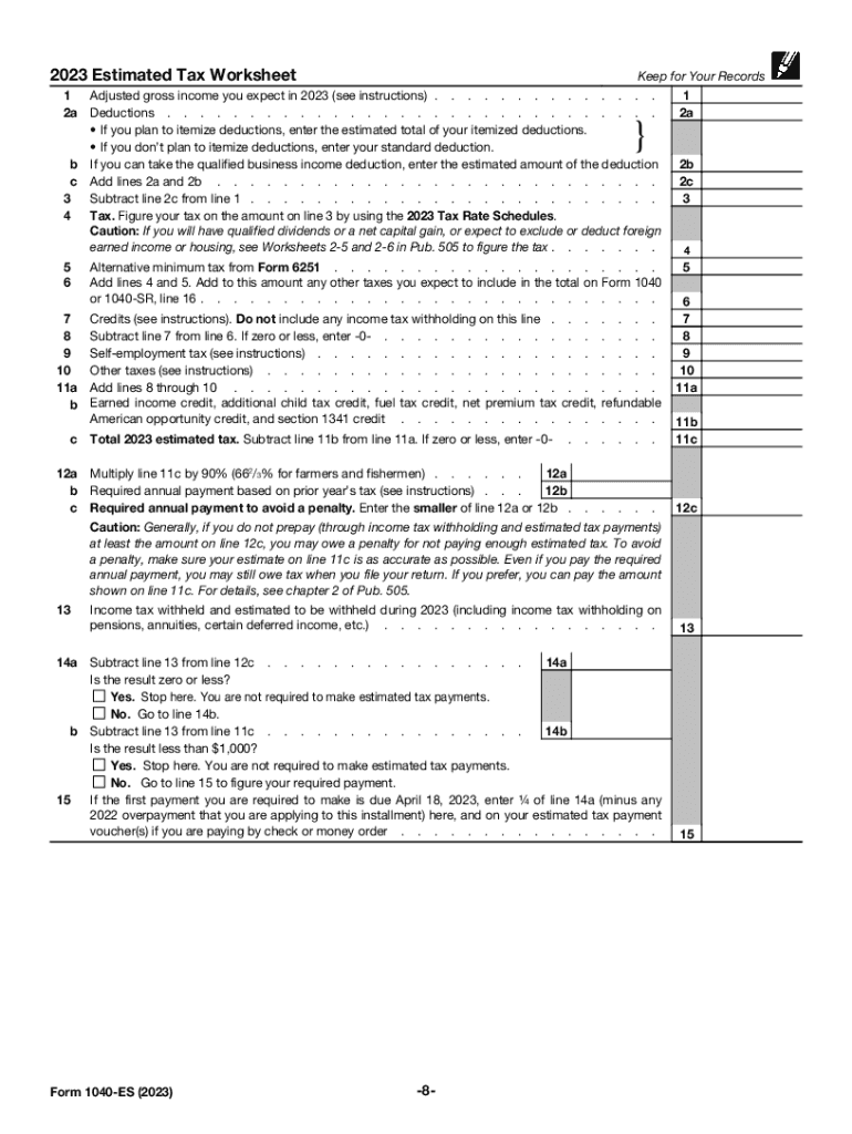 Printable 2025 Form 1040-Es Payment Voucher
