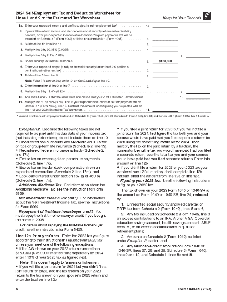 2024 Form IRS 1040 ES Fill Online Printable Fillable Blank PdfFiller