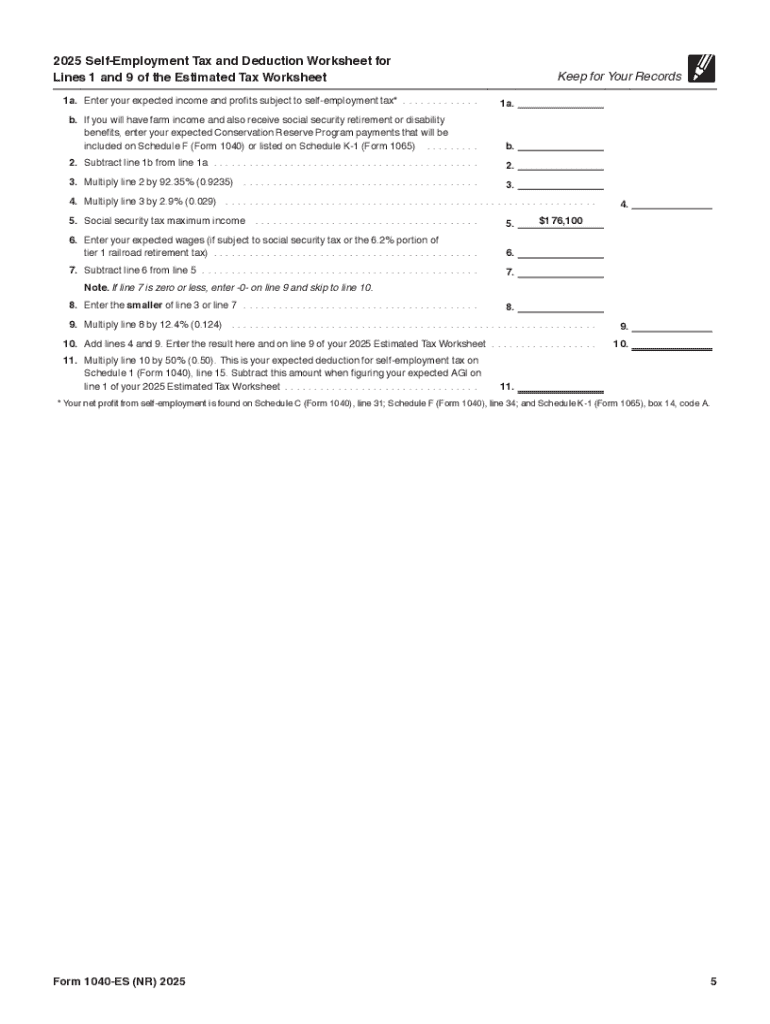 2025 Form IRS 1040 ES NR Fill Online Printable Fillable Blank PdfFiller