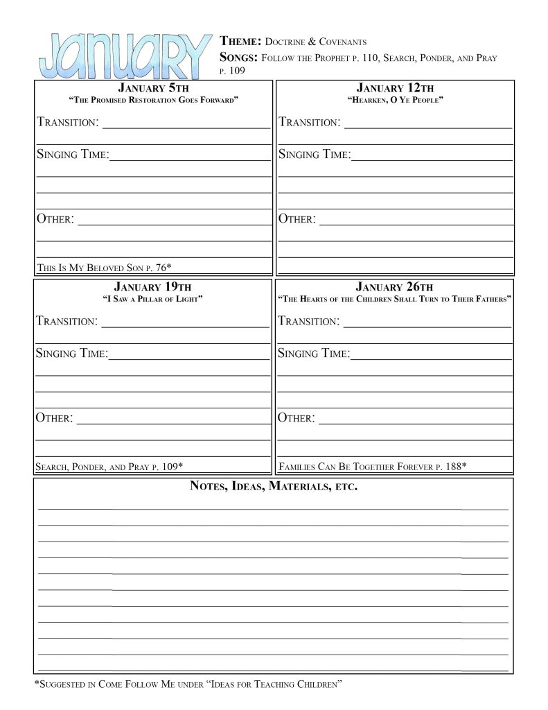2025 Singing Time LDS Camille s Primary Ideas