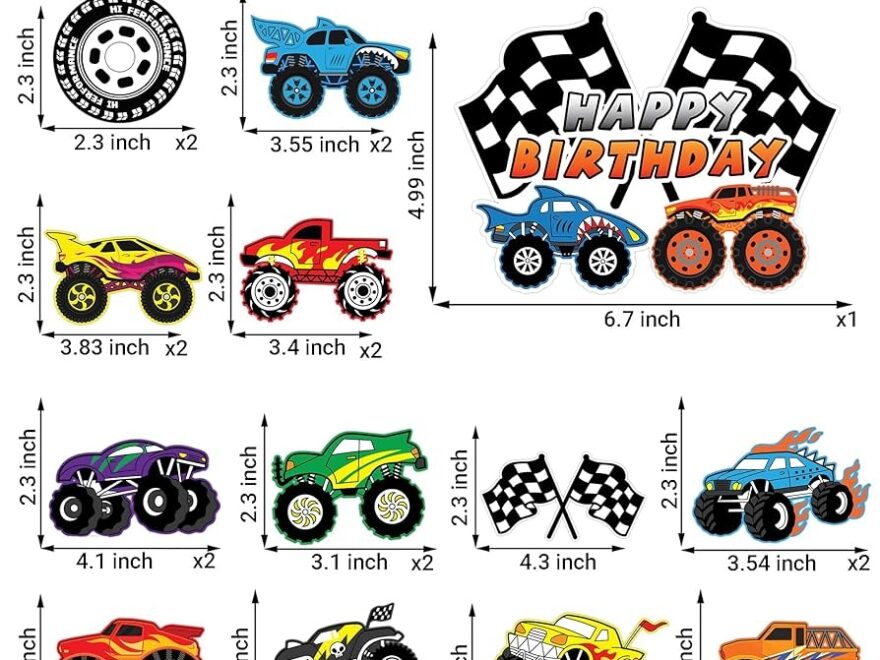 25 St ck Monster Truck Trucks Thema Geburtstag Party Kuchen Topper Cupcake Topper Supplies Dekorationen Gef lligkeiten Dekor Niedliche Geschenke F r Spiele Jungen M dchen Kinder Teenager Babyparty Amazon de Spielzeug