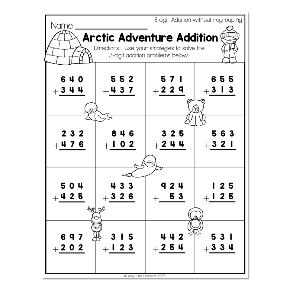 Free Printable Math Worksheets 3 Digit Addition