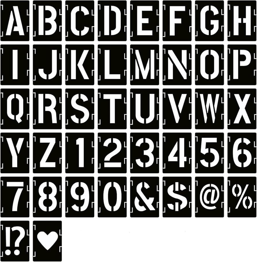 3 Inch Letter Stencils Symbol Numbers Craft Stencils 42 Pieces Reusable Alphabet Templates Interlocking Stencils Set For Painting On Wood Wall Sign DIY Art Projects Amazon de Home Kitchen