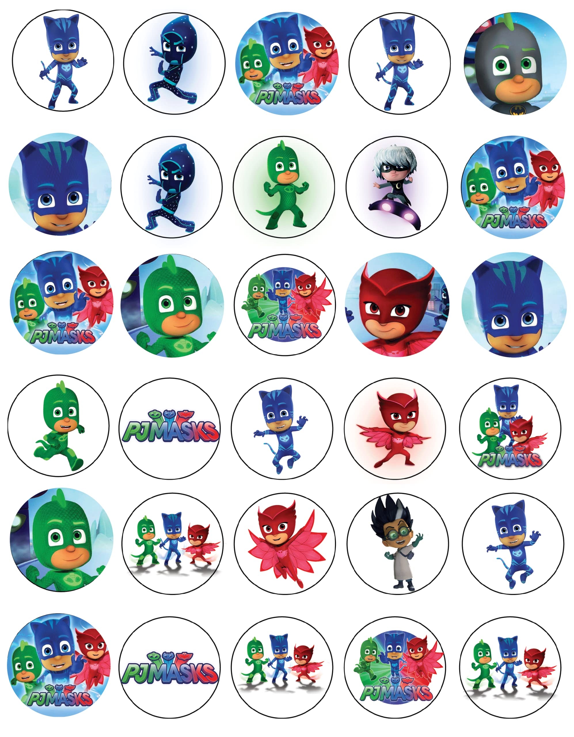 30 X Edible Cupcake Toppers Pj Masks Themed Collection Of Edible Desertcart Tunisia