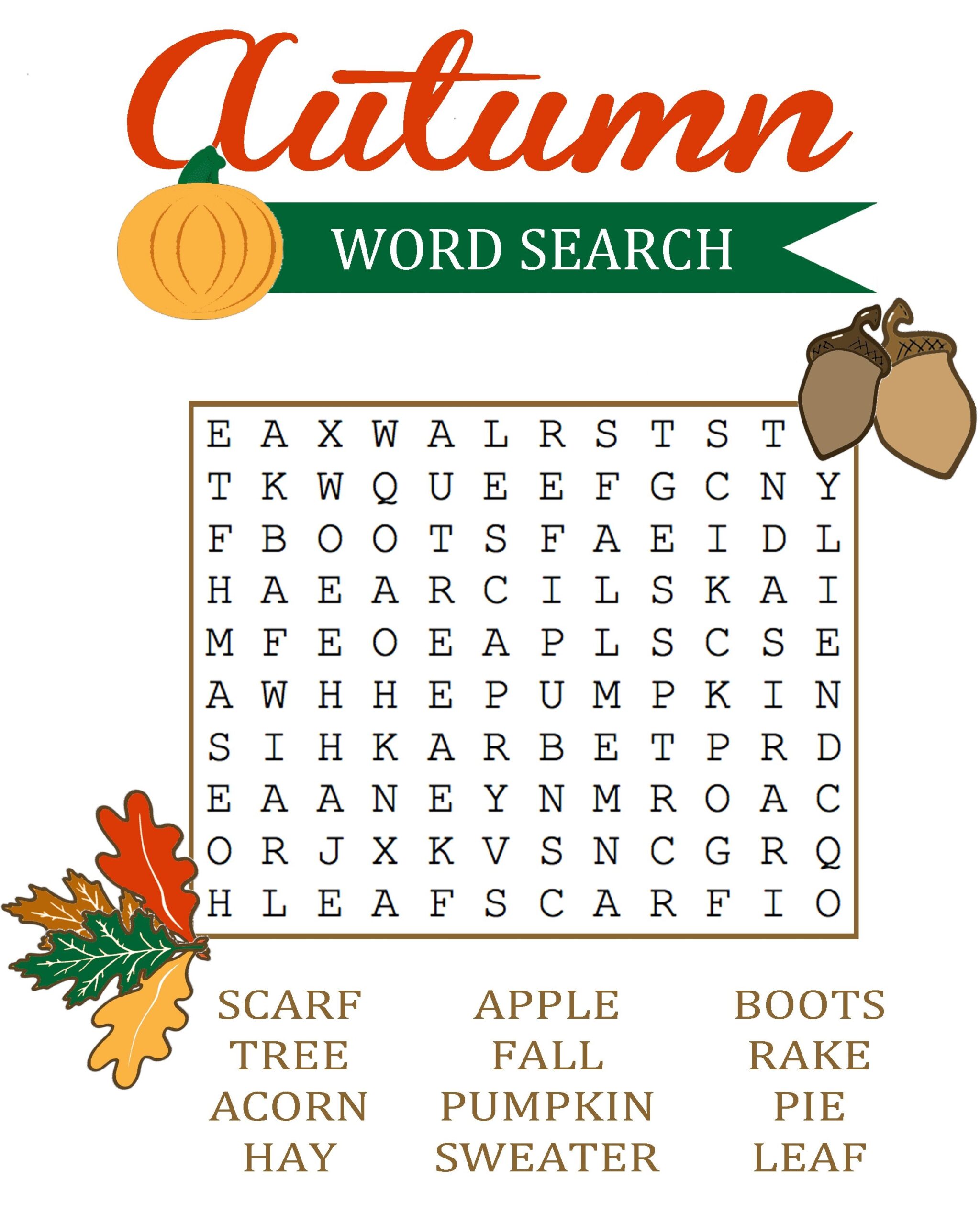 33 Printable Fall Word Search Puzzles