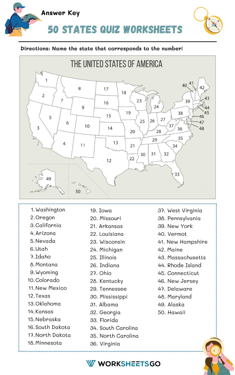50 States Quiz Worksheets WorksheetsGO