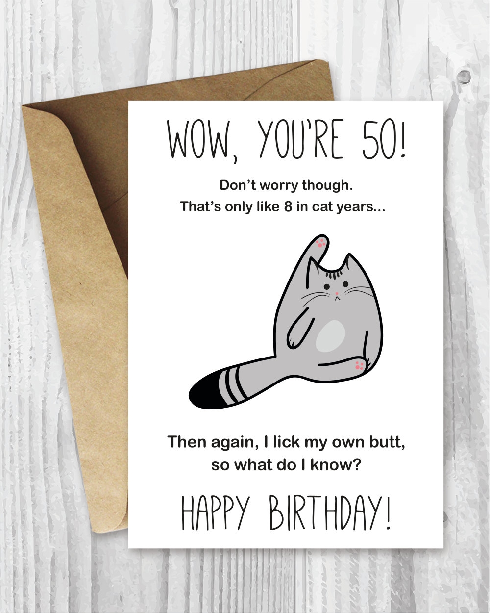 50th Birthday Card Printable Birthday Card Funny Cat Birthday Card Getting Old Card Printable Cat Card Instant Download 50 Birthday Etsy
