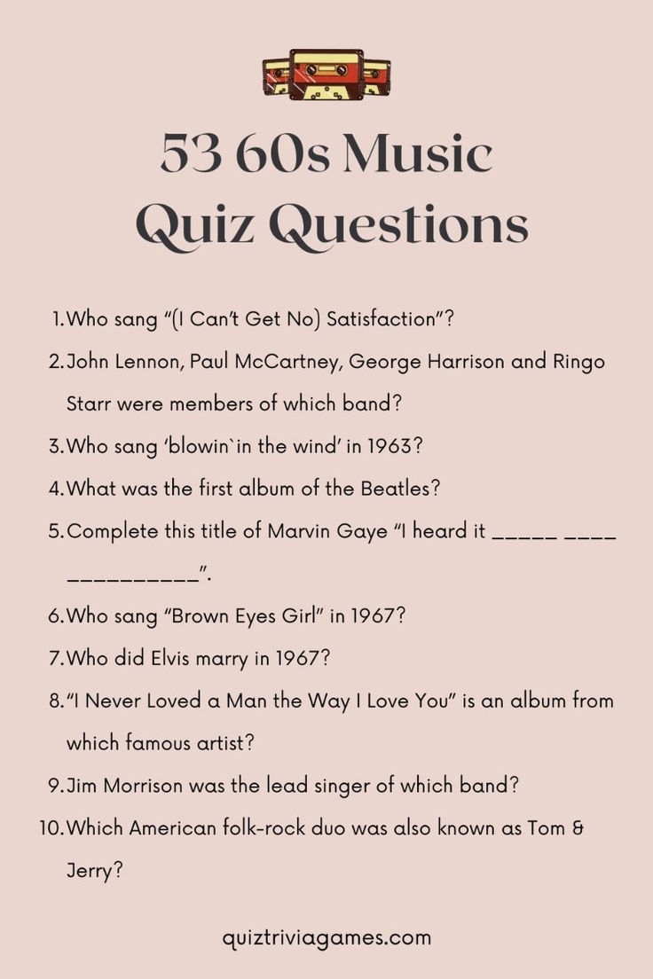 53 Fun 60s Music Quiz Questions And Answers