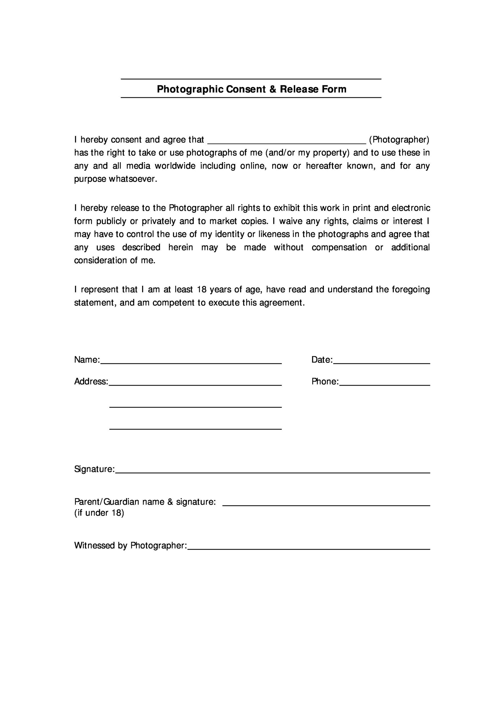 Free Printable Print Release Form