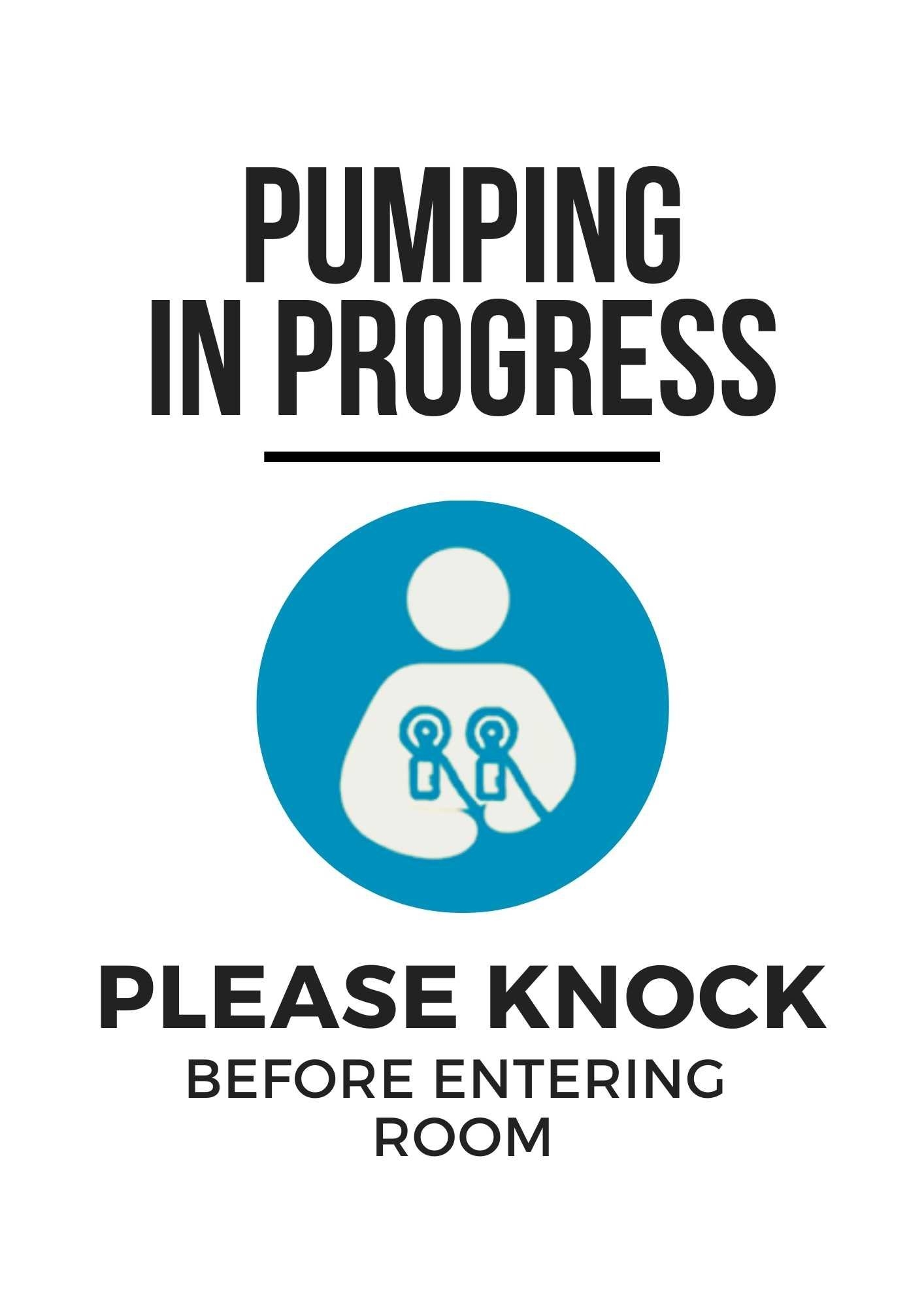 Pumping In Progress Door Sign Printable