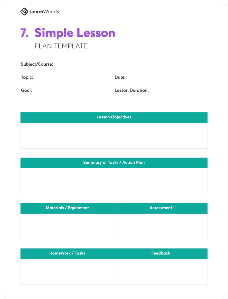 7 Lesson Plan Templates To Use In Your Online Courses LearnWorlds Blog