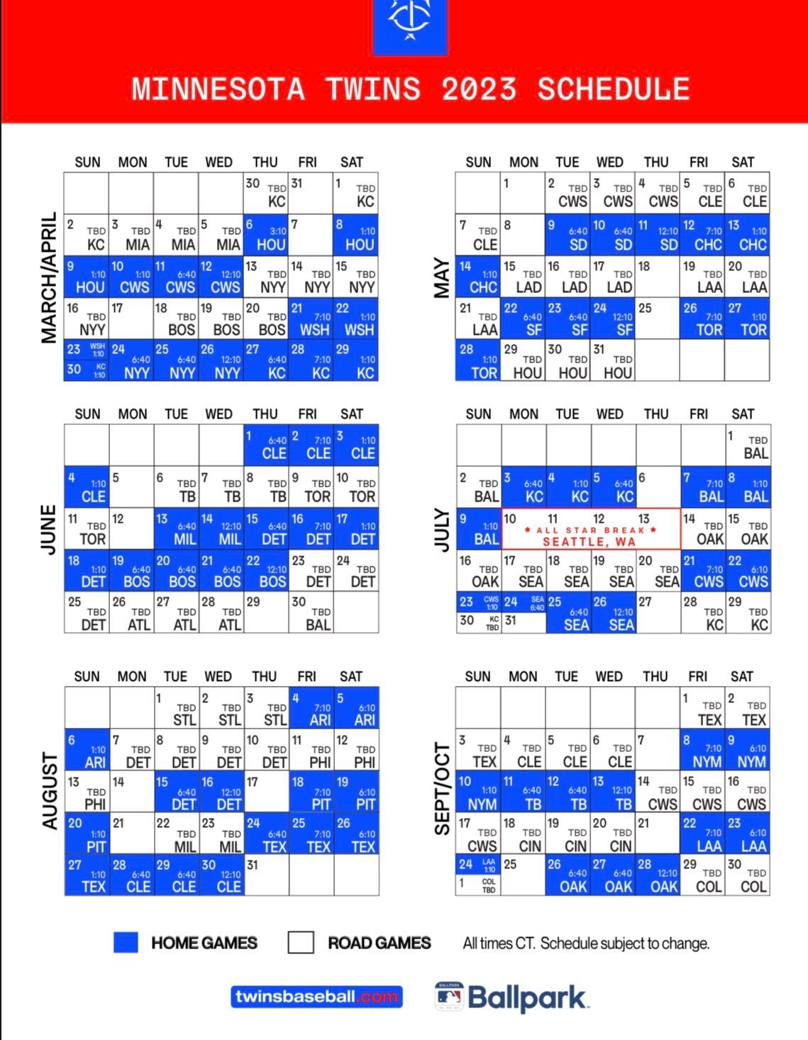 A Way Too Early Breakdown Of The Minnesota Twins 2023 Schedule Twins Twins Daily