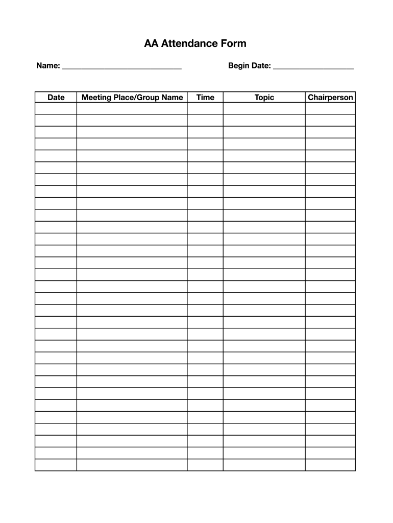 Aa Meeting Log Fill Online Printable Fillable Blank PdfFiller