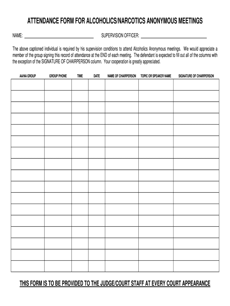 Aa Sign In Sheet Printable