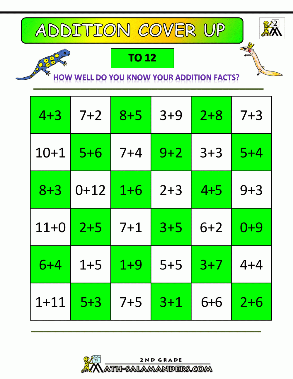 Addition Math Games 2nd Grade