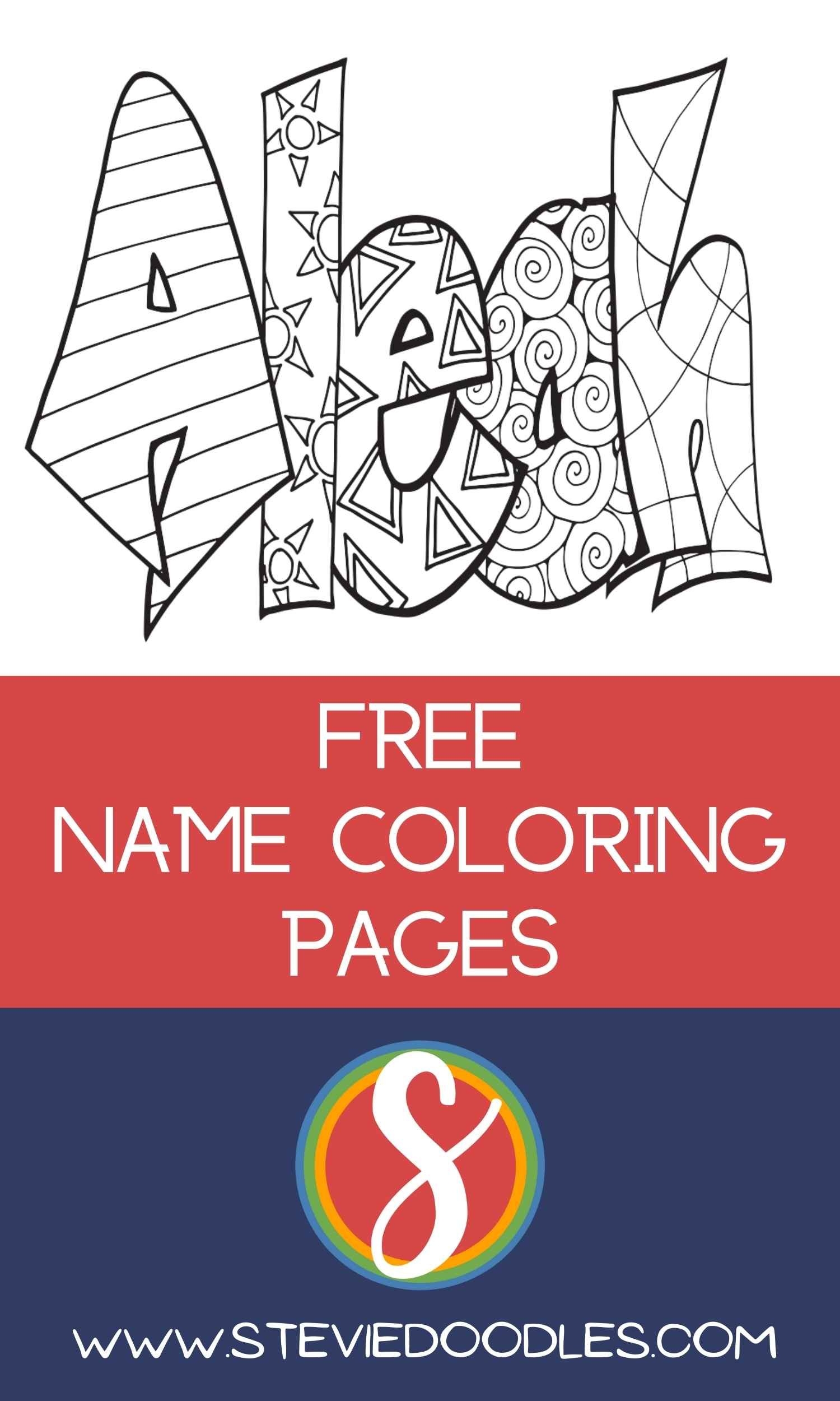 ALEAH Free Name Coloring Page Stevie Doodles