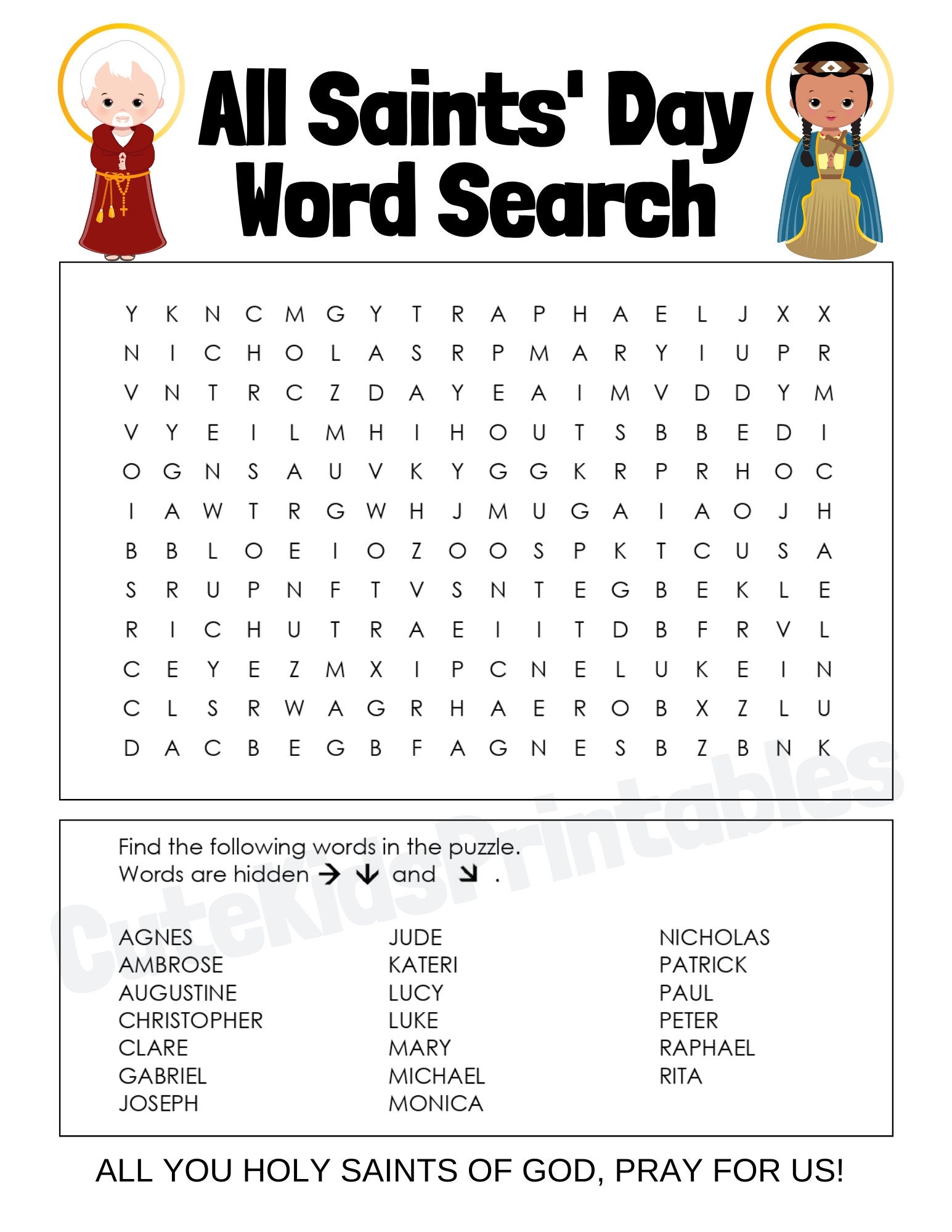Catholic Word Search Puzzles Printable