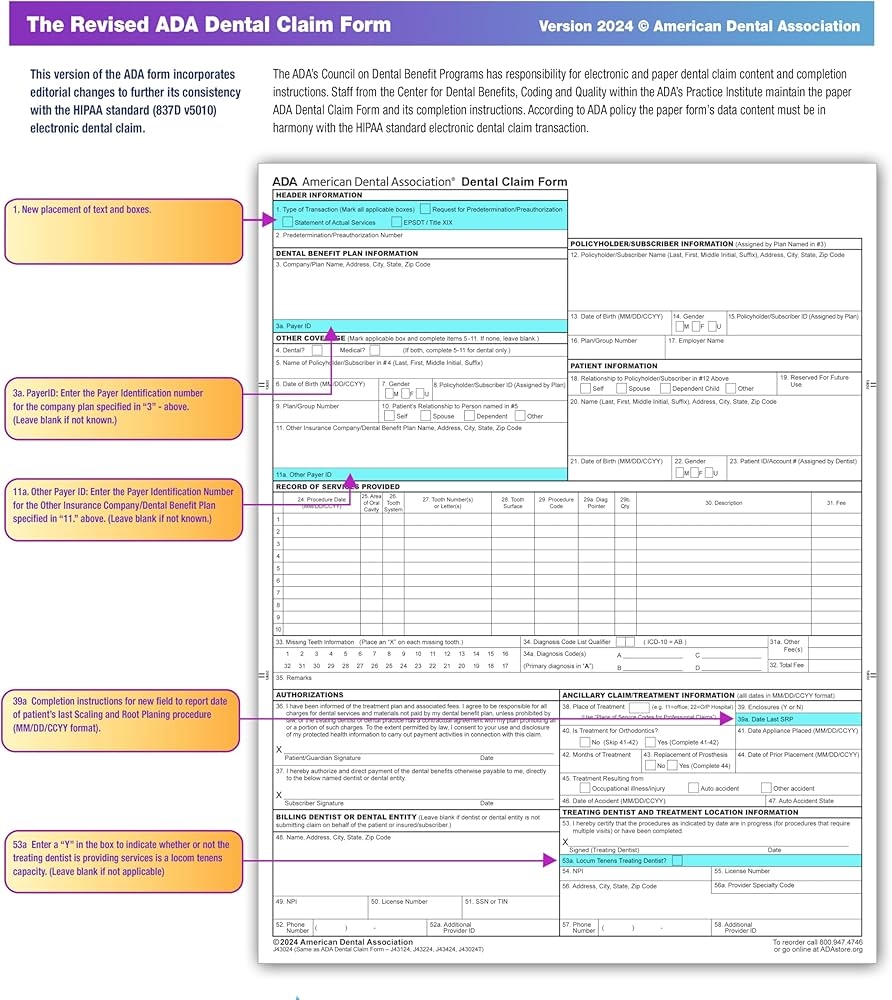 Amazon 2024 New ADA Dental Claim Form 2500 Sheets Office Products
