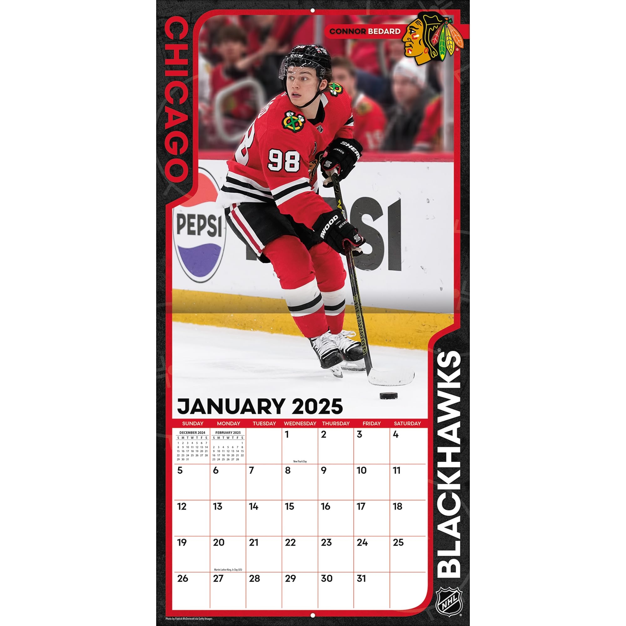 Amazon TURNER SPORTS Chicago Blackhawks 2025 12x12 Team Wall Calendar 25998011936 Office Products