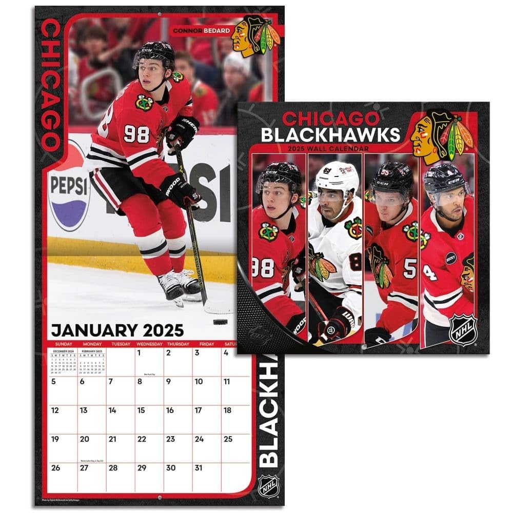 Amazon TURNER SPORTS Chicago Blackhawks 2025 Mini Wall Calendar 25998040584 Office Products