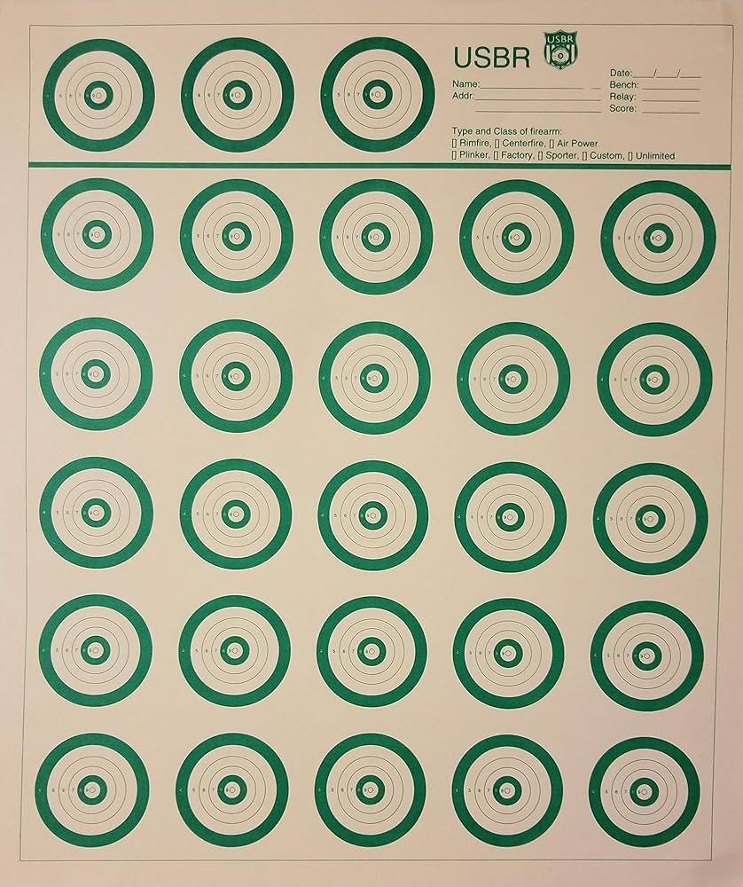 Amazon USBR Official Targets United States Bench Rest 50 Yard Green 16 X 14 50 Sports Outdoors