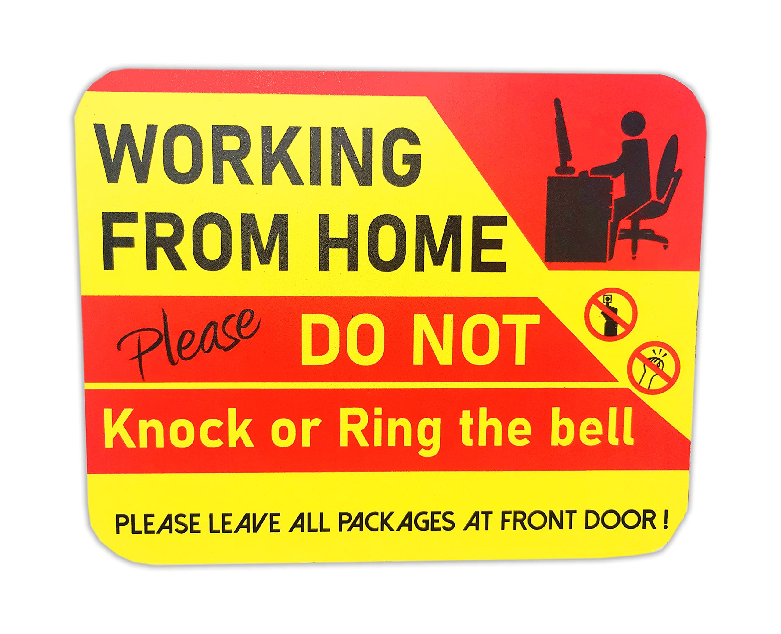 Amazon Working From Home Sign Please Do Not Knock Or Ring Door Bell Or Disturb Leave Packages And Deliveries At Front Door PVC SIGN 10 X 8 Inch Office Products
