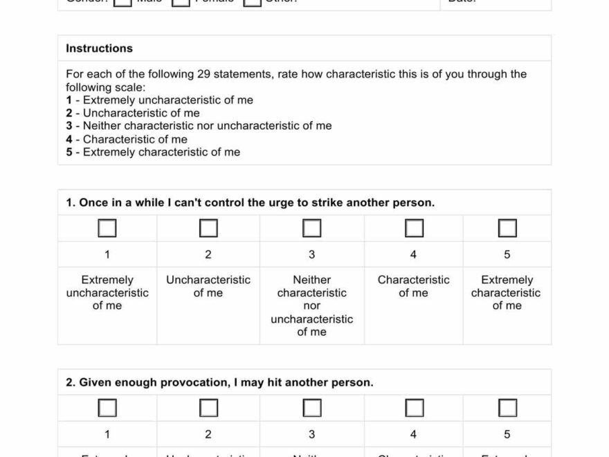 Anger Assessment Quiz Example Free PDF Download