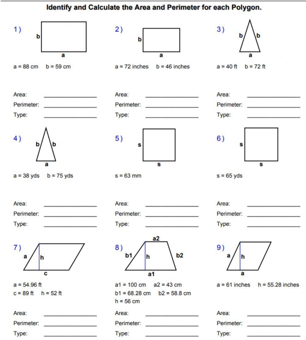 Areas And Perimeters Of Polygons Worksheet Live Worksheets Worksheets Library