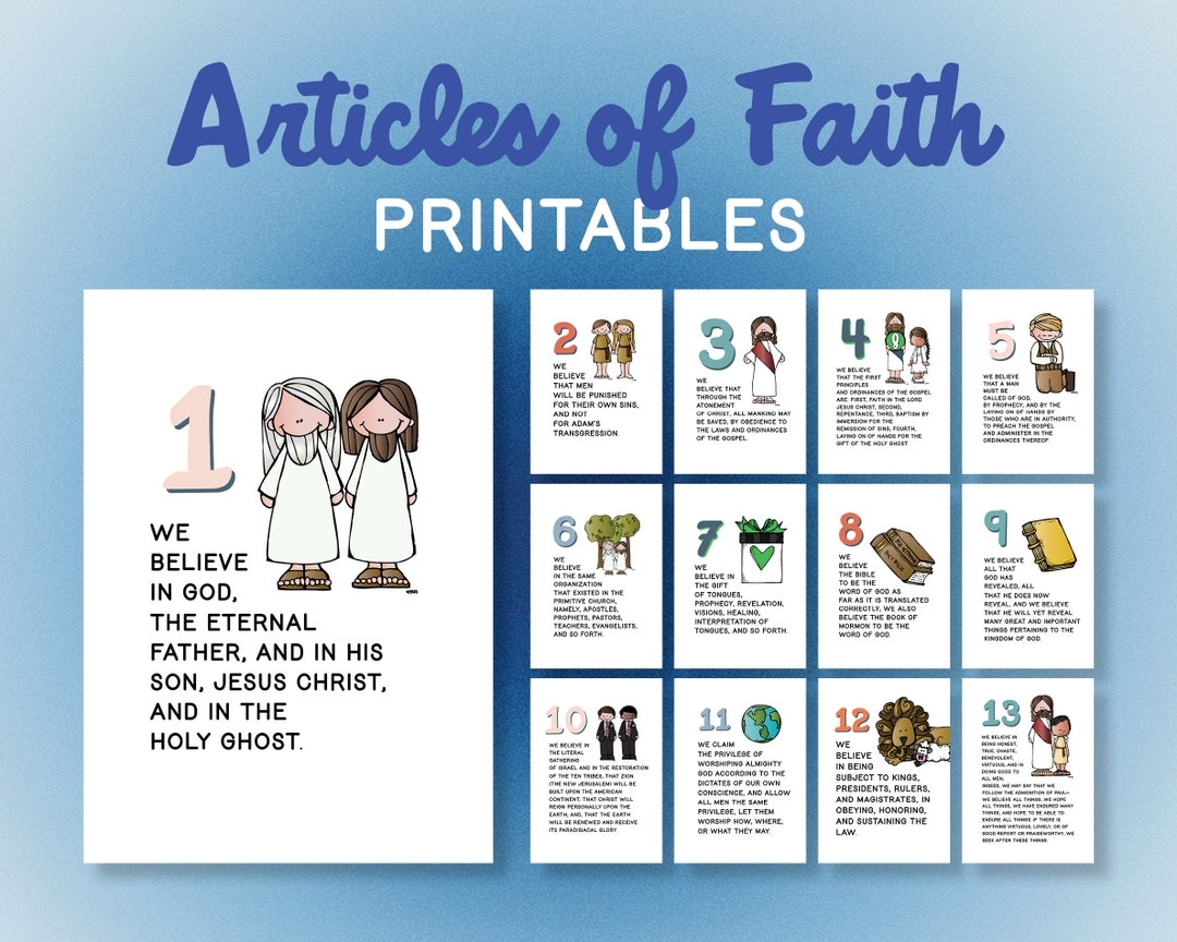 Articles Of Faith Printables Six Sizes LDS Primary Printables Articles Of Faith Lesson Articles Of Faith Posters Digital Download Etsy UK