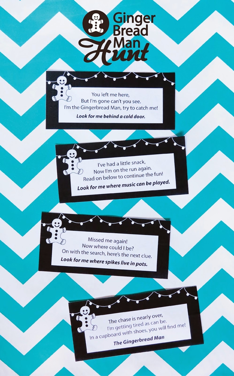 Gingerbread Man Hunt Printable Clues