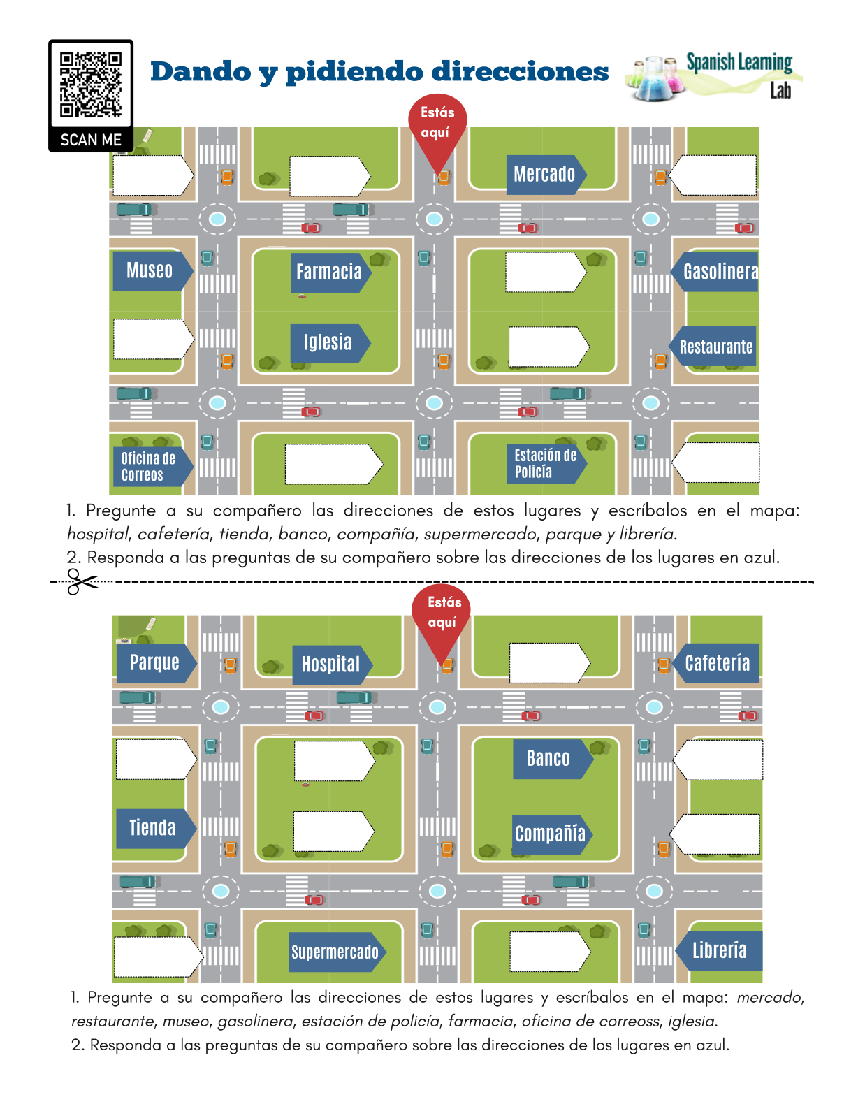 Asking For Directions In Spanish PDF Worksheet Spanish Learning Lab