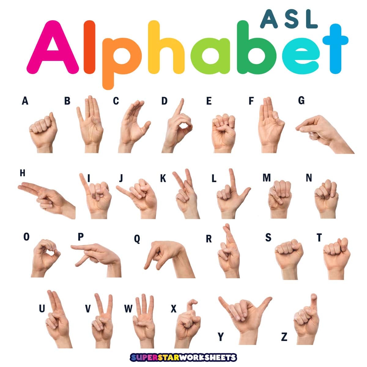 ASL Alphabet Superstar Worksheets
