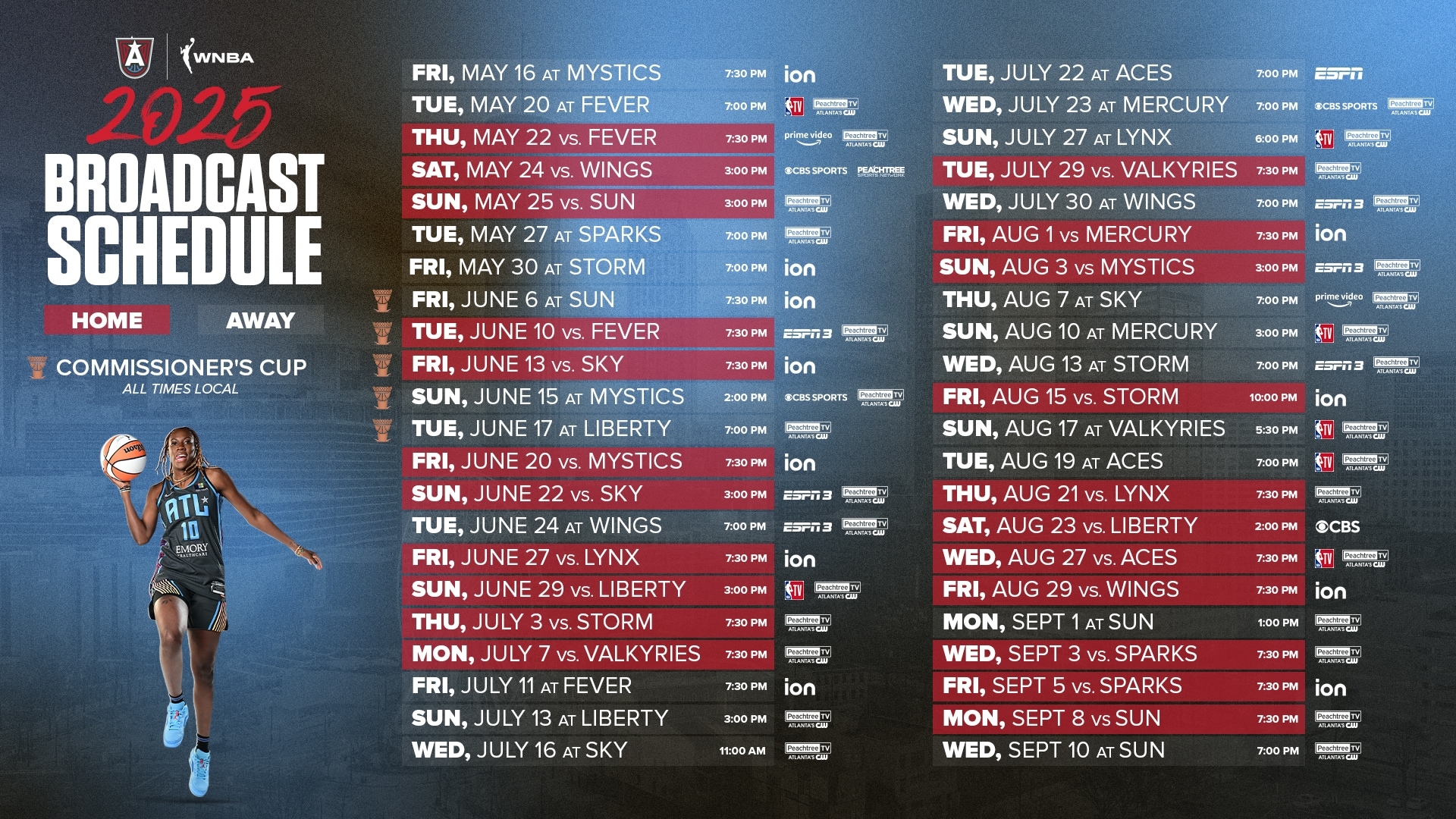 Atlanta Dream Announce 2025 Broadcast Schedule