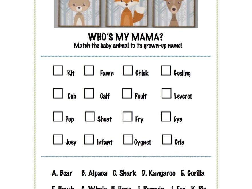 Baby animal names game free printable A Love Letter To Food