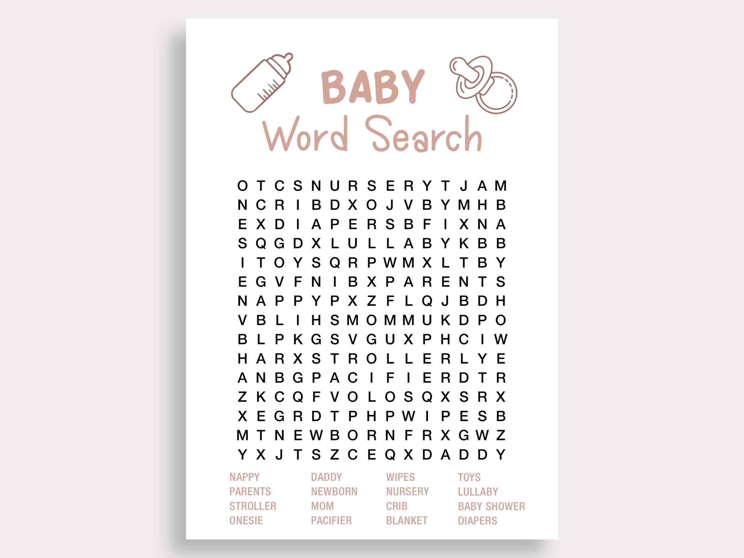 Free Baby Shower Find A Word Printable