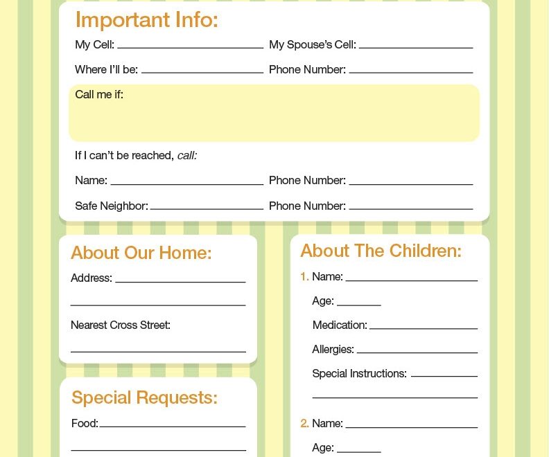 Babysitter Checklist IMOM