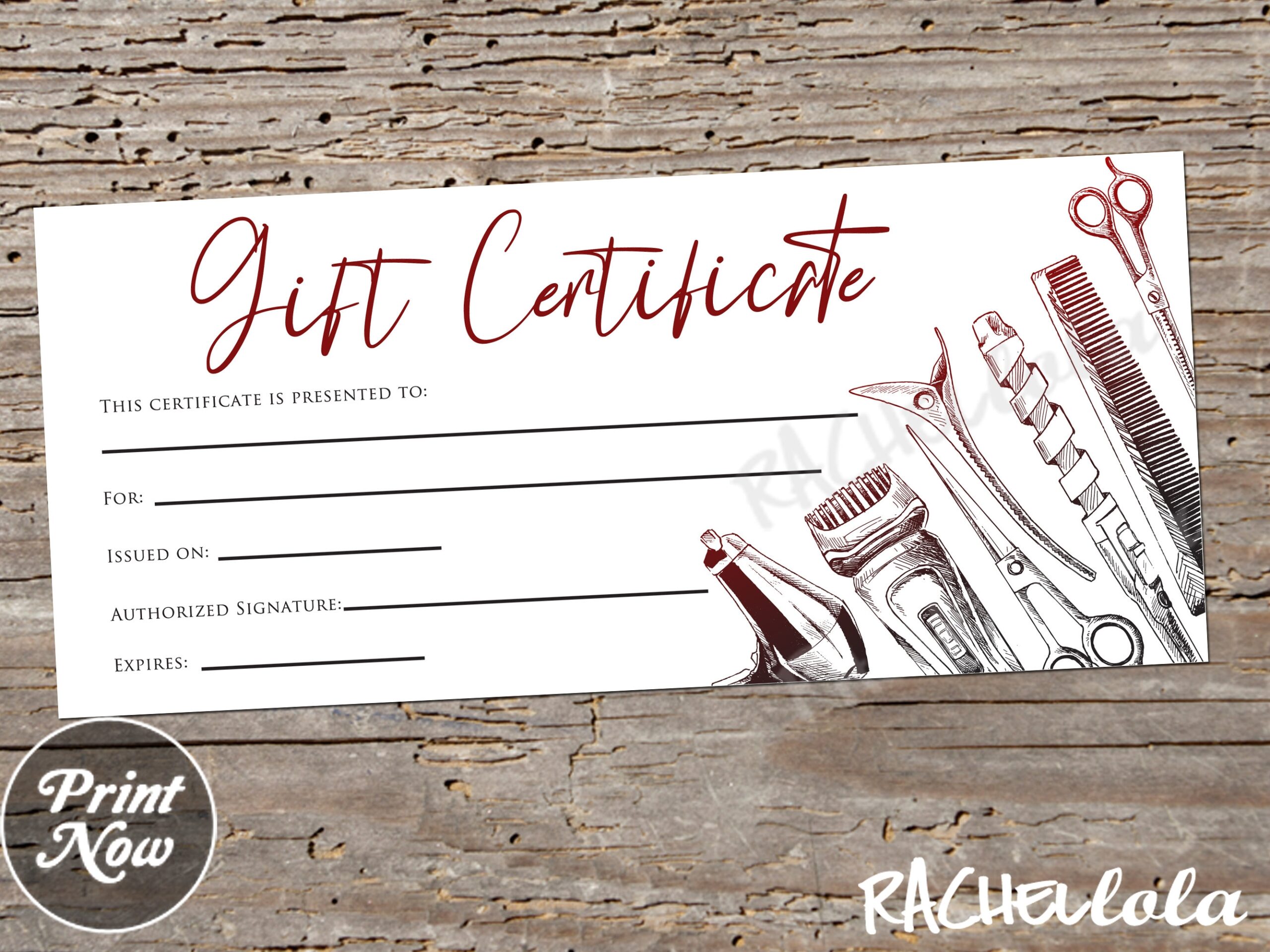 Hair Salon Gift Certificate Template Free Printable