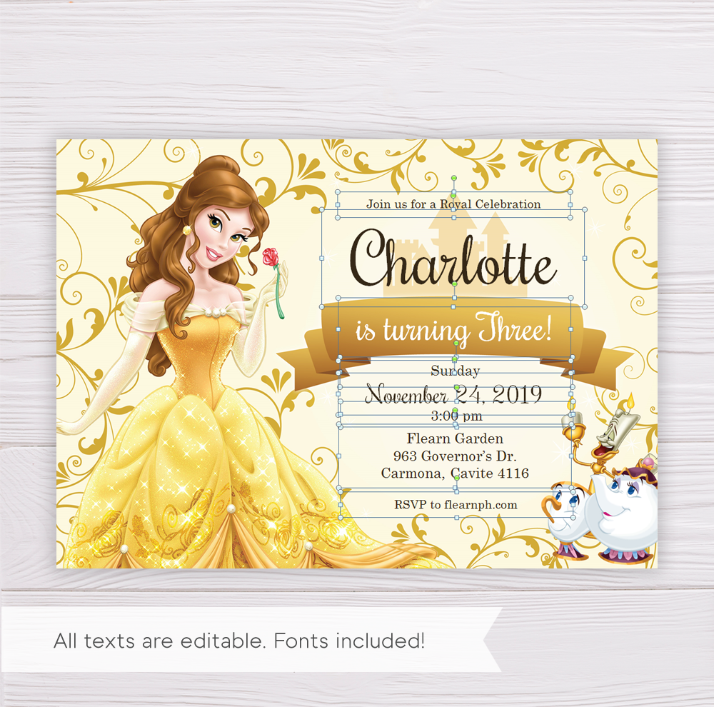 Beauty And The Beast Invitation Template Dgtally