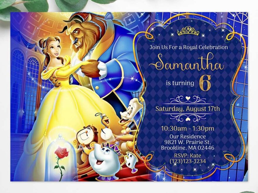 Beauty And The Beast Invitation Template Edit Online Instant Download