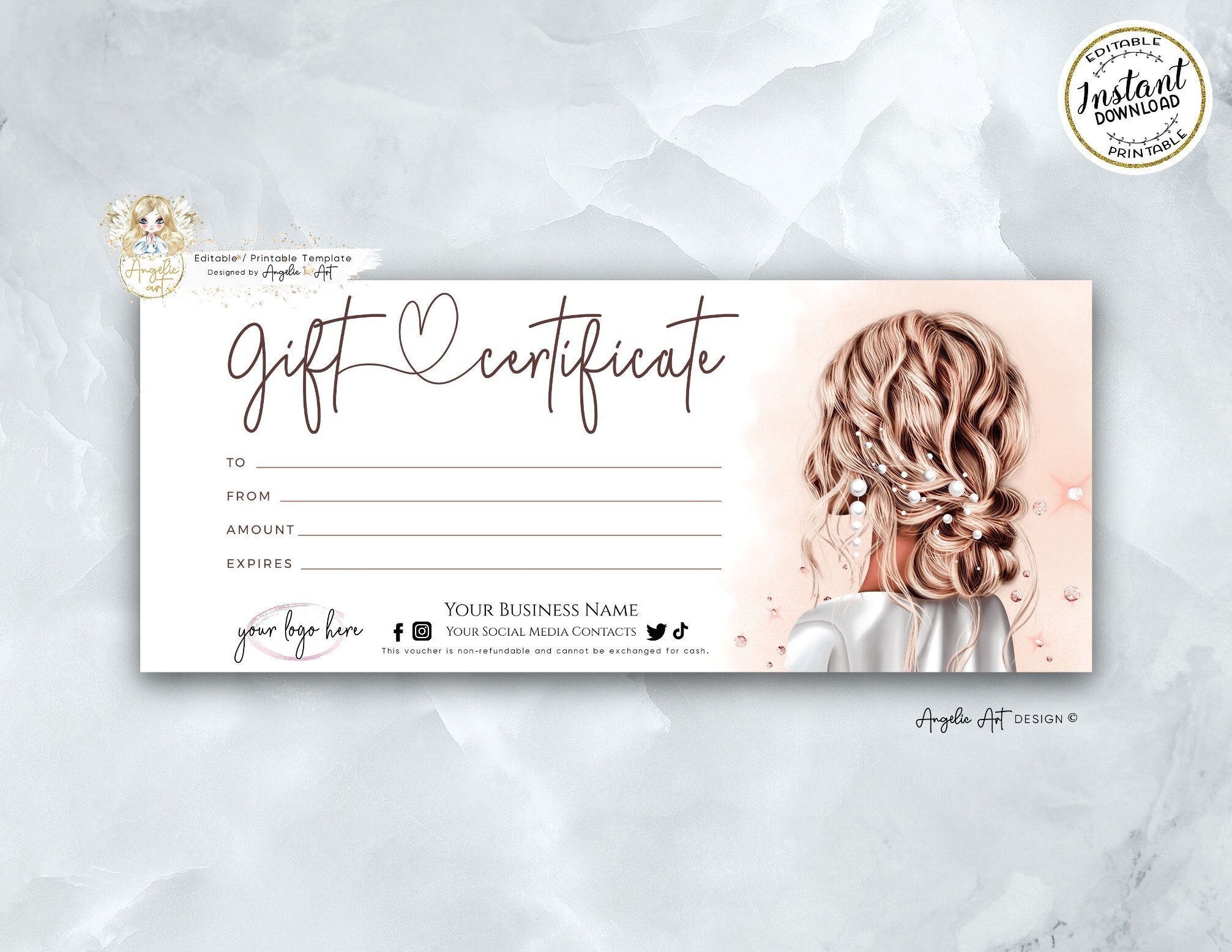 Beauty Gift Certificate Template Hair Salon Gift Voucher Hair Stylist Editable Printable Gift Card Hair Certificate Template Etsy UK
