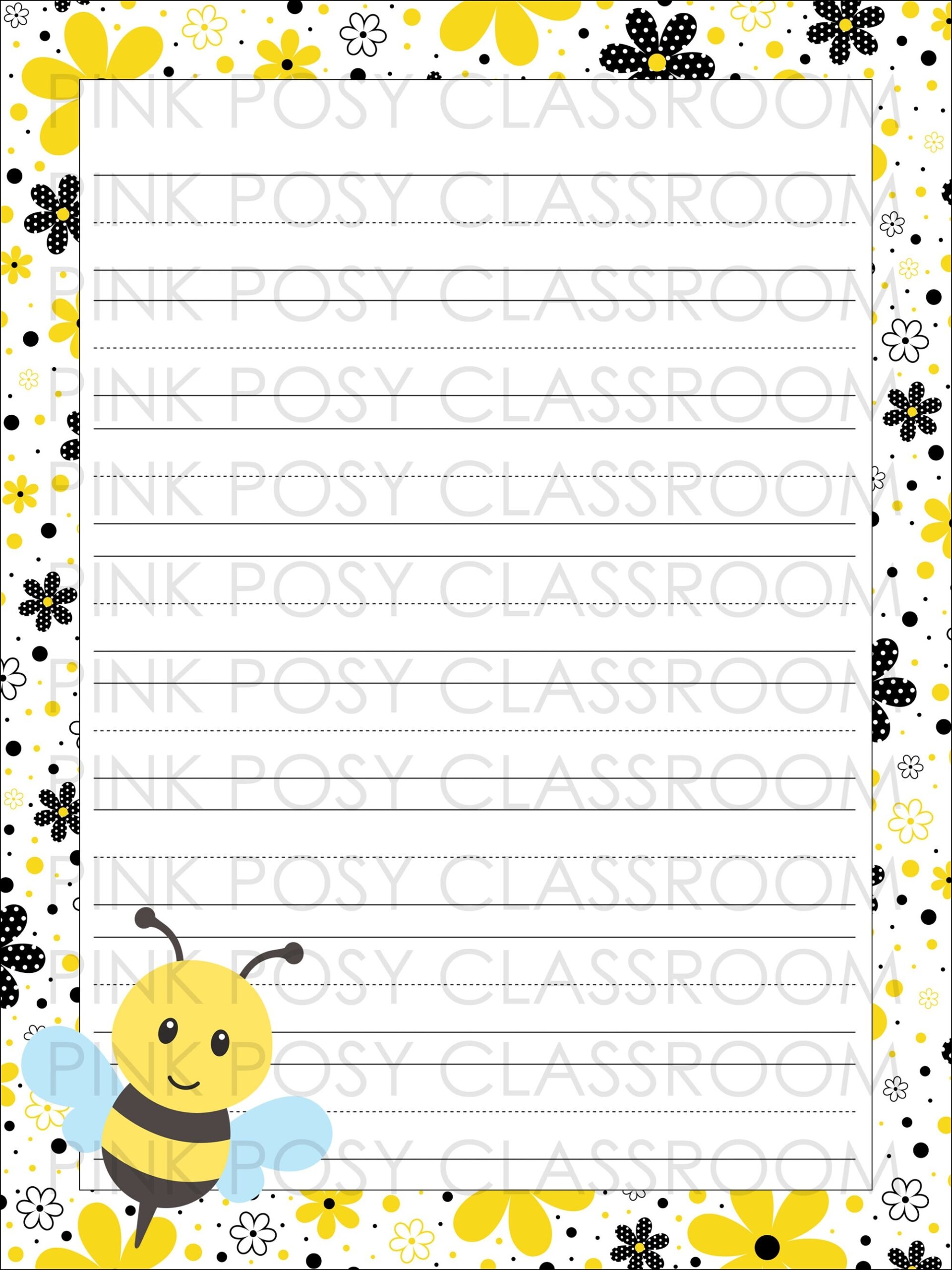 Bee Writing Paper Bee Printable Paper Bee Stationery Bee Lined Paper Bee Unlined Paper Story Writing Research Paper Bee Life Cycle Etsy UK