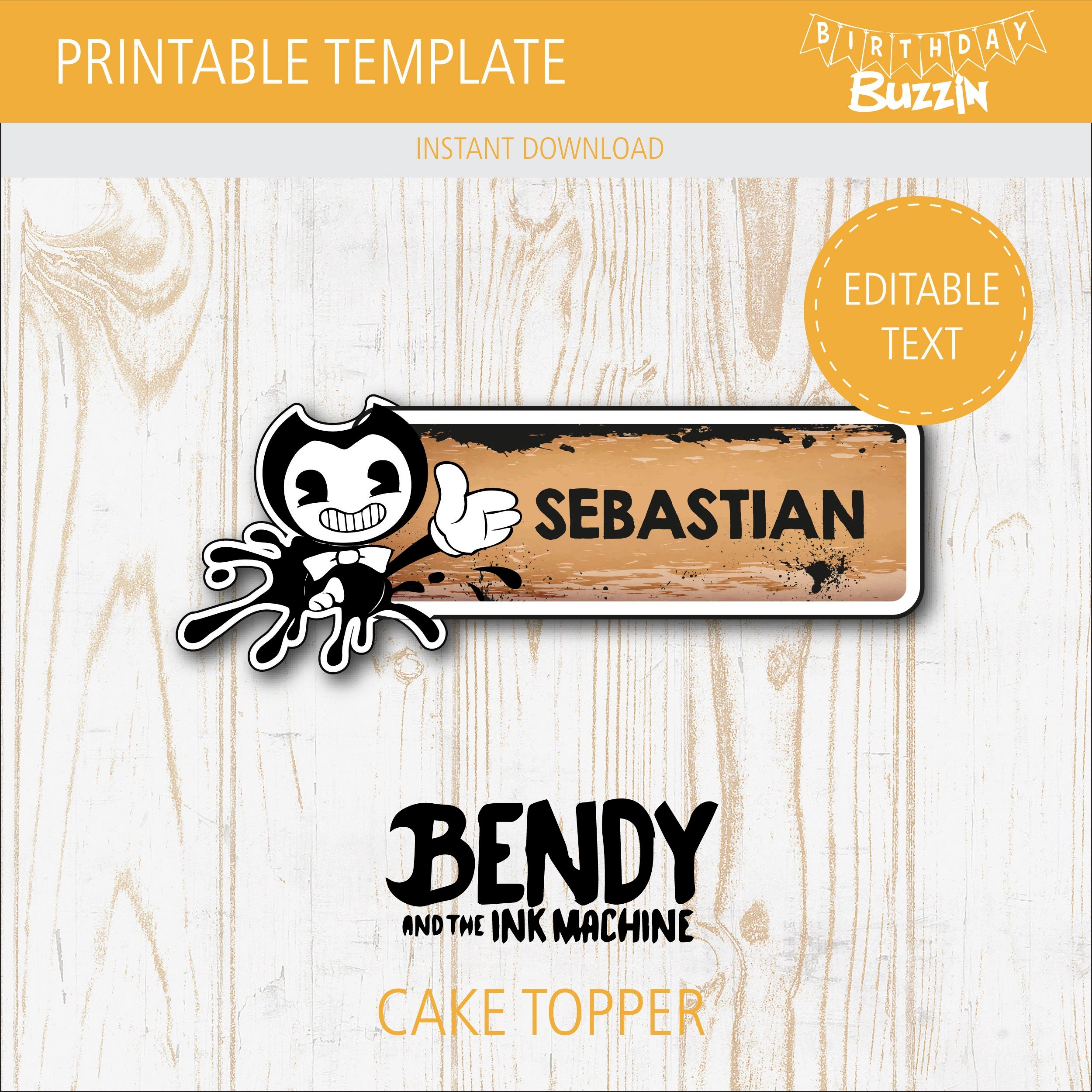 Bendy And The Ink Machine Birthday Party Printables Pack Decorations W Invitations Banner Cupcake Toppers Favors Etc Instant DL Etsy